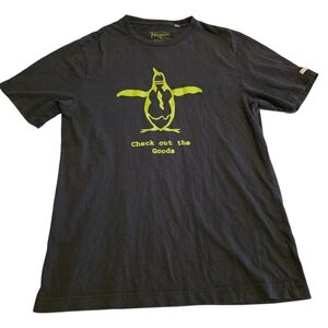 Original Penguin Black T-Shirt With Neon Green Graphic Print Size S